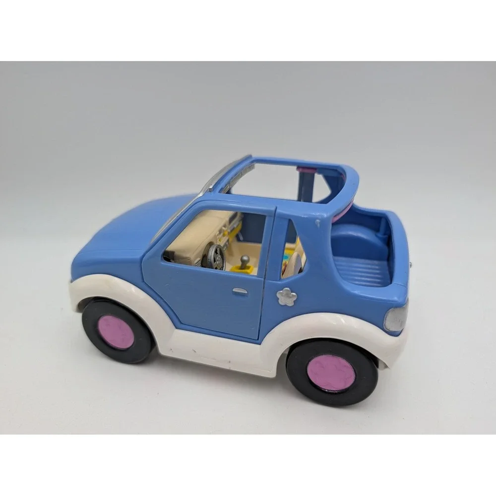 Polly Pocket Toy Car Blue White 2001 Vintage Flower Details Origin Products Ltd